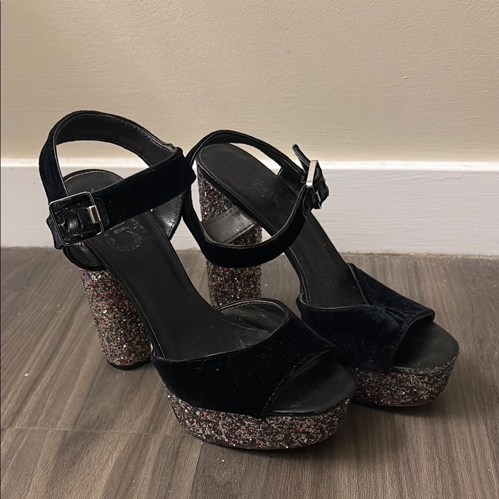Black Velvet Platform Heels